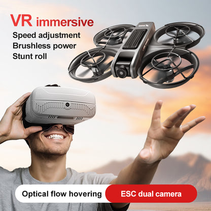VR FPV Hobby Drone with VR Goggles, HD Dual Cameras, Brushless Motor, Optical Flow Positioning, One-Key Takeoff/Landing, APP Control, Dual Batteries, LED Night Lights, Propeller Guards, Beginner-Friendly Quadcopte.