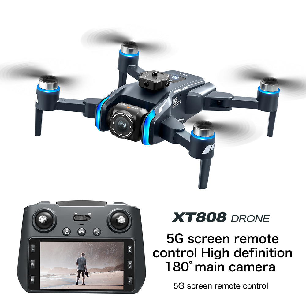 GPS Drone with 4.5" Screen Remote Control, HD Dual Cameras,  Brushless Motor, Auto Return, Follow Me, Gesture Control, Optical Flow Positioning, One-Key Takeoff/Landing, LED Lights, 2 Batteries, 984ft Range, Beginner-Friendly FPV Quadcopter.
