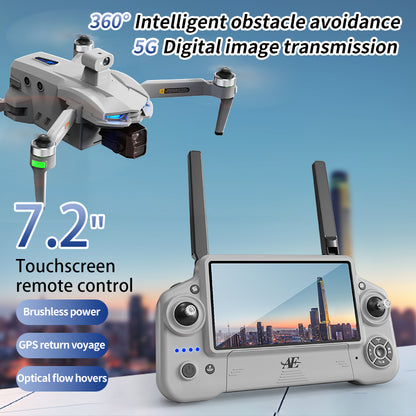 Drop Drone, GPS, 7.2" Touchscreen RC, 4K Dual Cameras, 3-Axis Gimbal, 360° Obstacle Avoidance, Brushless Motors, Optical Flow Hover, Intelligent Follow, 2 Batteries for 90 Mins Flight, FPV Aerial Drone for Adults & Beginners