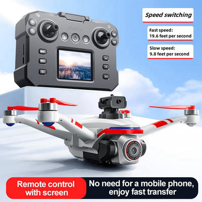 RC Drone with Screen Remote Control, HD Dual Camera, Brushless Motor, 2 Batteries, Altitude Hold & Hovering, Speed Adjustment, One-Key Takeoff, 3D Flips, APP Control, LED Lights, Adult & Beginner-Friendly FPV Quadcopter.