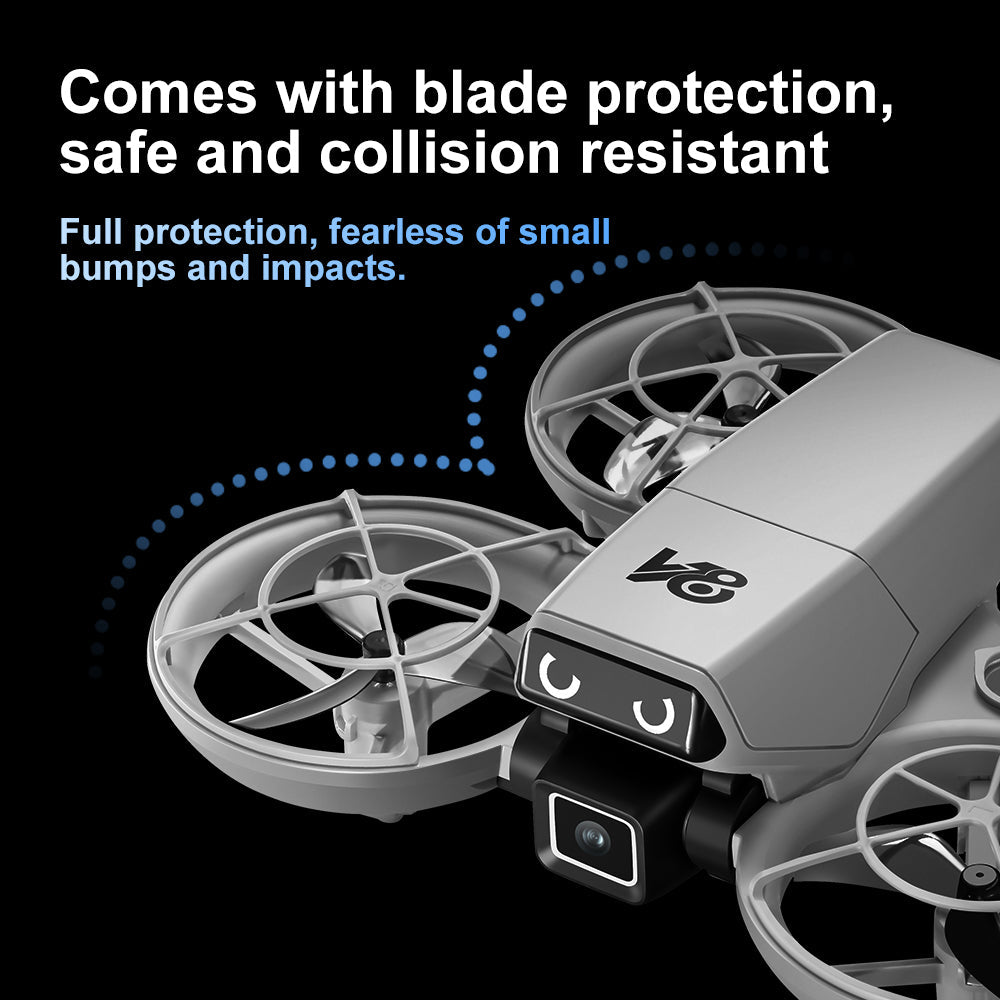Mini RC Drone with Camera for Adults Kids, Quadcopter with Full Propeller Guard, Obstacle Avoidance & Optical Flow Positioning, 90° Adjustable Lens, LED Lights, Altitude Hold, 360° Flips, One Key Start, Headless Mode, 2 Batteries, Perfect for Beginners