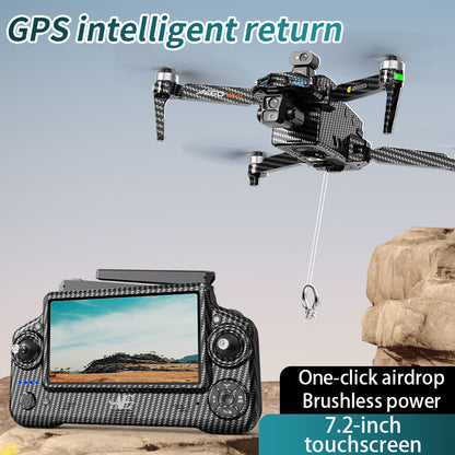 Drop Drone, GPS, 7.2" Touchscreen RC, 4K Dual Cameras, 3-Axis Gimbal, 360° Obstacle Avoidance, Brushless Motors, Optical Flow Hover, Intelligent Follow, 2 Batteries for 90 Mins Flight, FPV Aerial Drone for Adults & Beginners