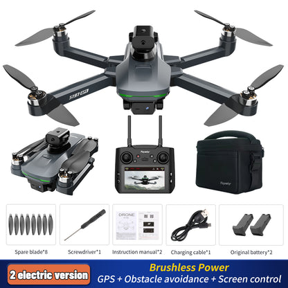 GPS Drone with 4.5" Large Screen Remote Control, HD Dual Cameras, 2 Batteries, One-Key Return, Follow Me, Speed Adjustment, Optical Flow Positioning, Headless Mode, Gesture Shooting, LED Lights, FPV Quadcopter Suitable for Adults & Beginners