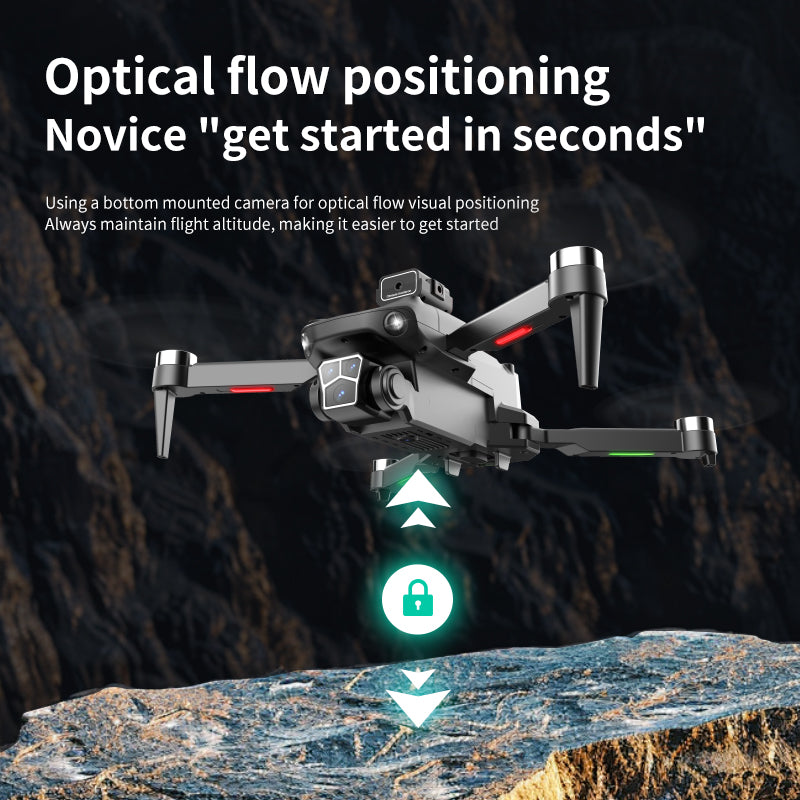 Remote controller with screen display, RC drone, GPS positioning, brushless motor, optical flow positioning, 2500mAh, dual-camera ESC, obstacle avoidance, LED lights, holiday gift, beginner-friendly.