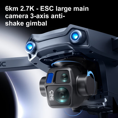 Airdrop Drone, GPS Positioning, 4.92" Touchscreen Remote, 2.7K 3-Axis Gimbal & Dual Cameras, 2 Batteries for 50 Mins Flight, 4-Way Obstacle Avoidance, Optical Flow Positioning, Smart Follow, Brushless Motor, Foldable Portable FPV Quadcopter for Adults