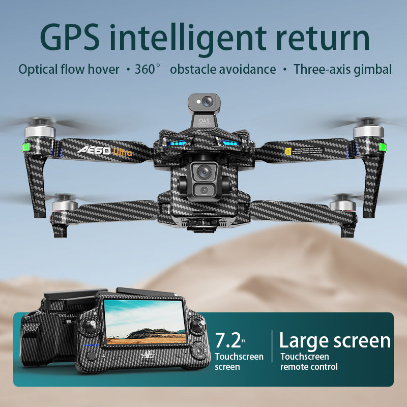 Drop Drone, GPS, 7.2" Touchscreen RC, 4K Dual Cameras, 3-Axis Gimbal, 360° Obstacle Avoidance, Brushless Motors, Optical Flow Hover, Intelligent Follow, 2 Batteries for 90 Mins Flight, FPV Aerial Drone for Adults & Beginners