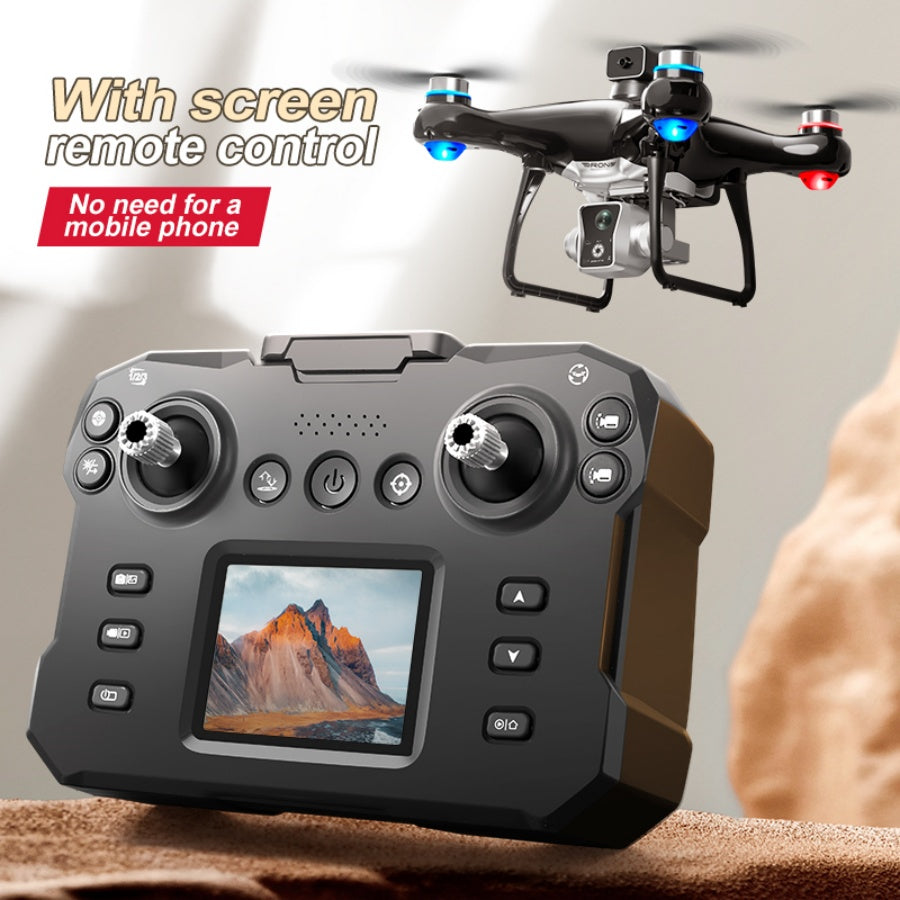 RC Drone with Screen Remote Controller, Dual Cameras, Optical Flow Positioning, Brushless Motor, One-Key Takeoff/Landing, Headless Mode, LED Light, Waypoint Flight, 2 Batteries, Propeller Guards, Memory Card, Card Reader, Beginner-Friendly FPV Quadcopter