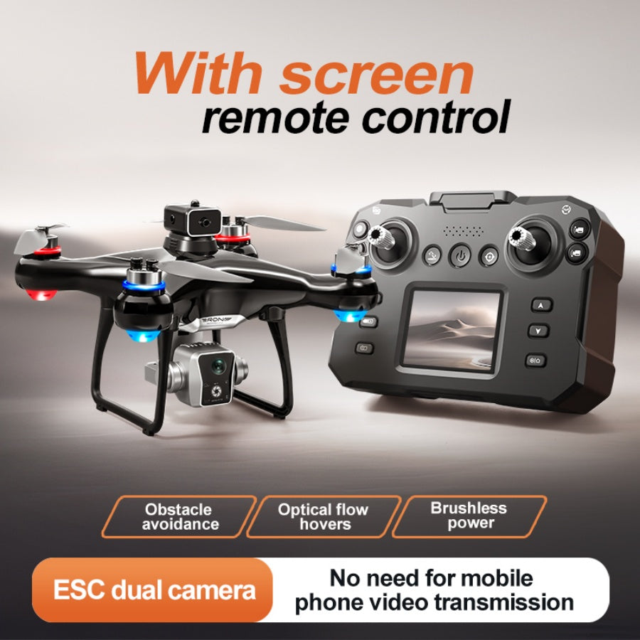 RC Drone with Screen Remote Controller, Dual Cameras, Optical Flow Positioning, Brushless Motor, One-Key Takeoff/Landing, Headless Mode, LED Light, Waypoint Flight, 2 Batteries, Propeller Guards, Memory Card, Card Reader, Beginner-Friendly FPV Quadcopter