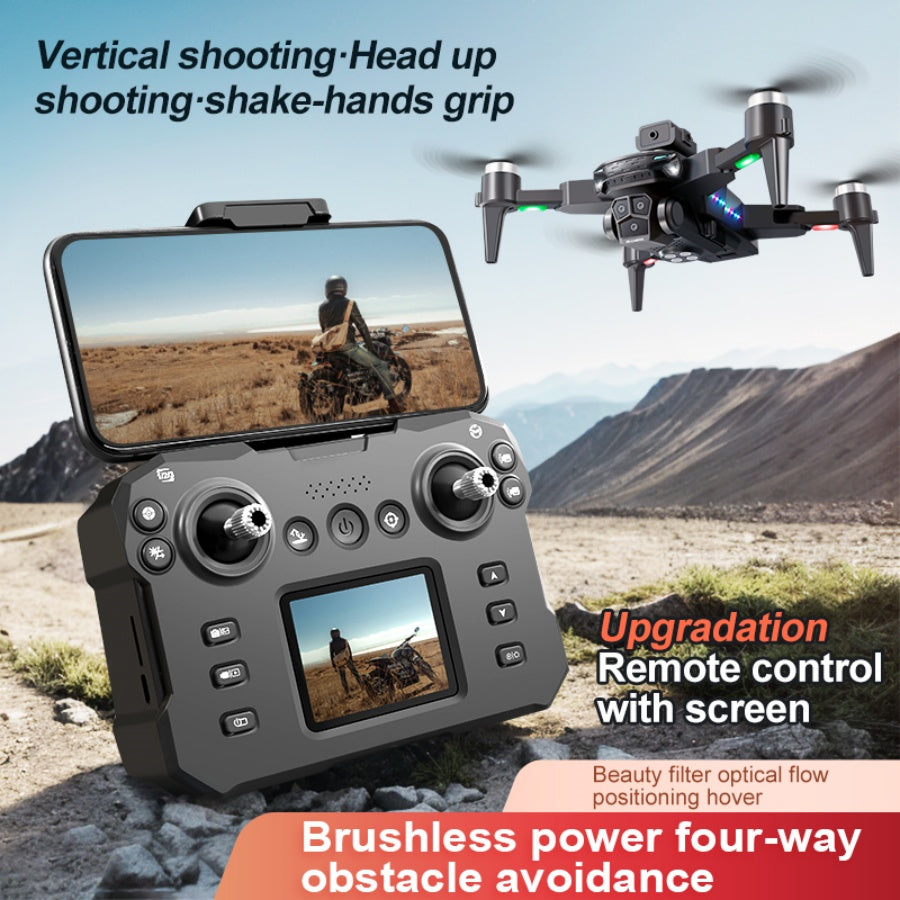 Hobby Drone with Screen Remote Control, HD Dual Camera, Brushless Motor, Speed Adjustment, Altitude Hold & Hovering, One-Key Takeoff, 3D Flips, 2 Batteries, APP Control, LED Lights, Adult & Beginner-Friendly FPV Quadcopter