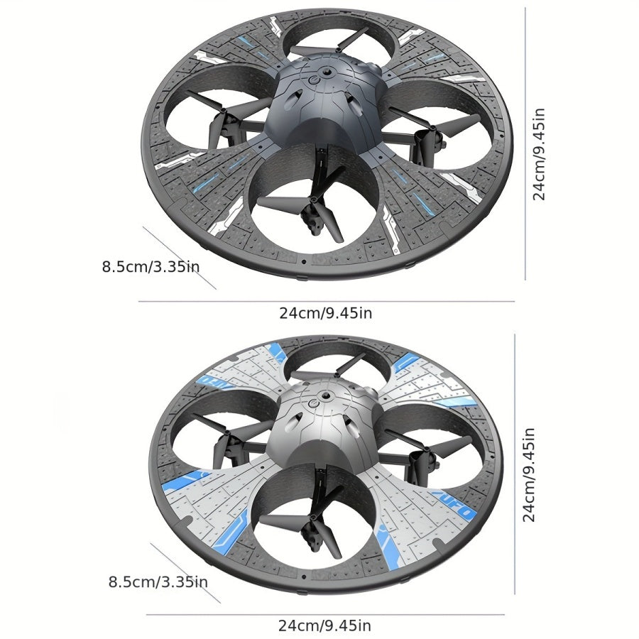 Round Foam RC UFO Drone with Camera, Smart Obstacle Avoidance, Color Switching LED Lights, 360° Flips, Throw-to-Fly, Speed Adjustment, One-Key Takeoff/Landing, Headless Mode, Altitude Hold, Image Transmission, Beginner-Friendly FPV Quadcopter.