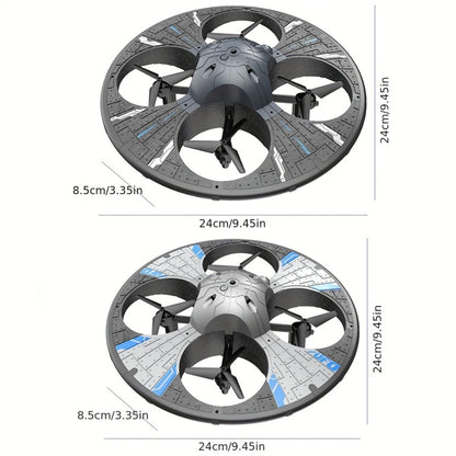 Round Foam RC UFO Drone with Camera, Smart Obstacle Avoidance, Color Switching LED Lights, 360° Flips, Throw-to-Fly, Speed Adjustment, One-Key Takeoff/Landing, Headless Mode, Altitude Hold, Image Transmission, Beginner-Friendly FPV Quadcopter.