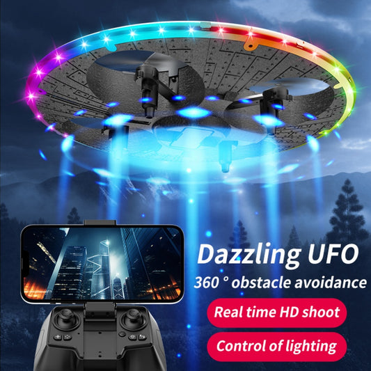 Round Foam RC UFO Drone with Camera, Smart Obstacle Avoidance, Color Switching LED Lights, 360° Flips, Throw-to-Fly, Speed Adjustment, One-Key Takeoff/Landing, Headless Mode, Altitude Hold, Image Transmission, Beginner-Friendly FPV Quadcopter.
