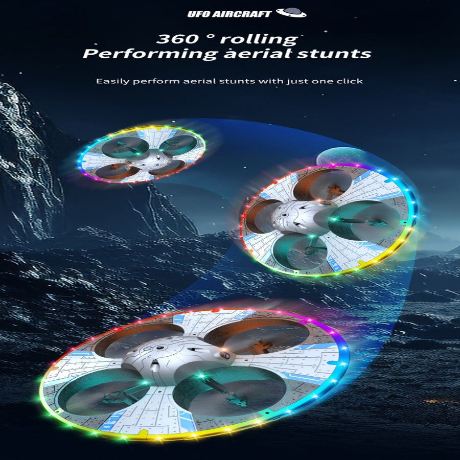 Round Foam RC UFO Drone with Camera, Smart Obstacle Avoidance, Color Switching LED Lights, 360° Flips, Throw-to-Fly, Speed Adjustment, One-Key Takeoff/Landing, Headless Mode, Altitude Hold, Image Transmission, Beginner-Friendly FPV Quadcopter.