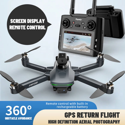 GPS Drone with 4.5" Large Screen Remote Control, HD Dual Cameras, 2 Batteries, One-Key Return, Follow Me, Speed Adjustment, Optical Flow Positioning, Headless Mode, Gesture Shooting, LED Lights, FPV Quadcopter Suitable for Adults & Beginners