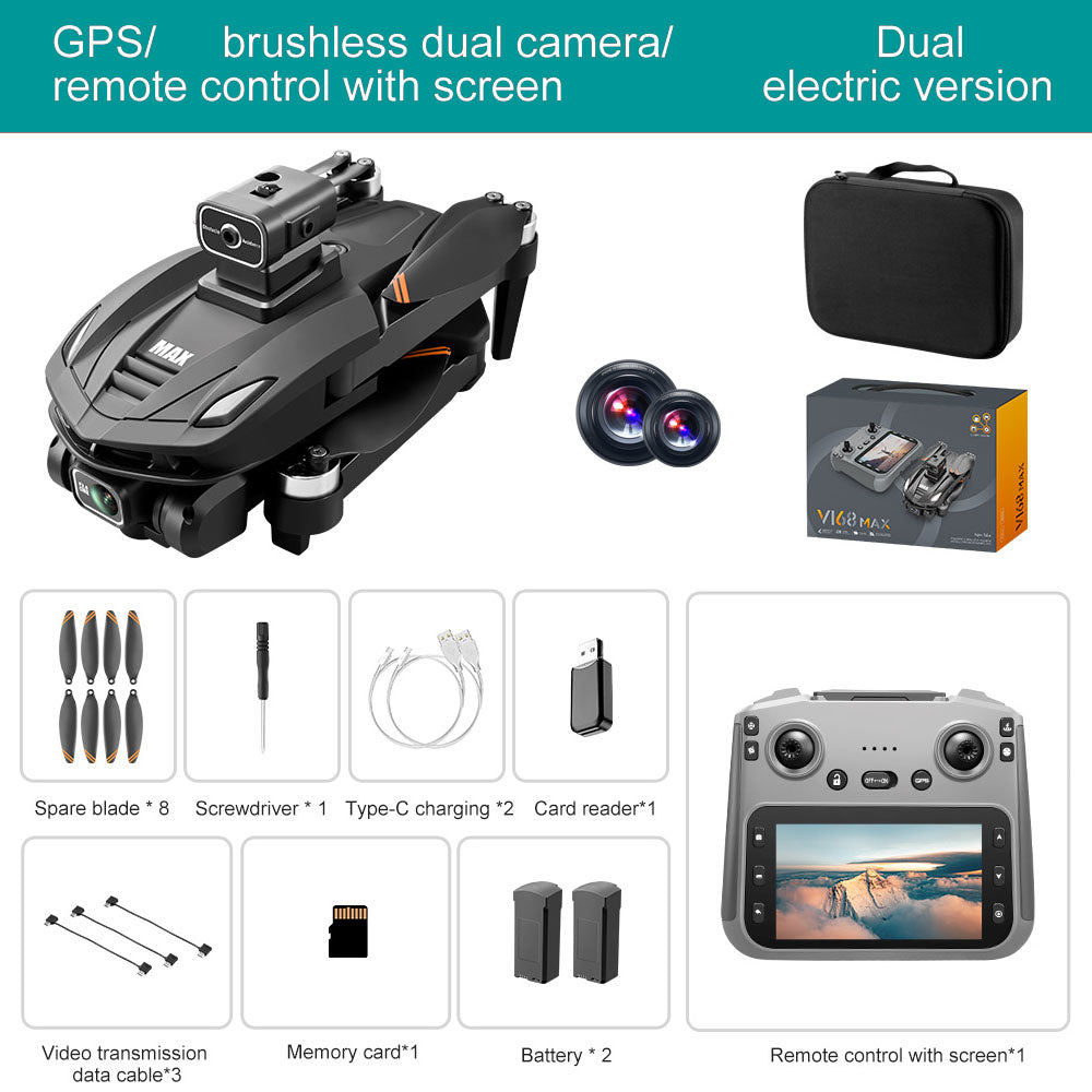 GPS Drone with 4K Camera, 4.5" LCD Display Screen Controller - Auto Return, Follow Me, Go Home, One Key Takeoff/Landing, Altitude Hold, LED Light, Quadcopter for Aerial Photography Control and Video Recording, Adult Beginner-Friendly FPV RC Quadcopter
