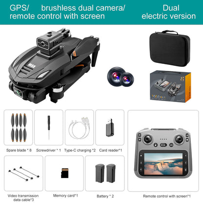 GPS Drone with 4K Camera, 4.5" LCD Display Screen Controller - Auto Return, Follow Me, Go Home, One Key Takeoff/Landing, Altitude Hold, LED Light, Quadcopter for Aerial Photography Control and Video Recording, Adult Beginner-Friendly FPV RC Quadcopter