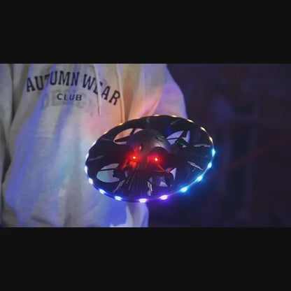 Round Foam RC UFO Drone with Camera, Smart Obstacle Avoidance, Color Switching LED Lights, 360° Flips, Throw-to-Fly, Speed Adjustment, One-Key Takeoff/Landing, Headless Mode, Altitude Hold, Image Transmission, Beginner-Friendly FPV Quadcopter.